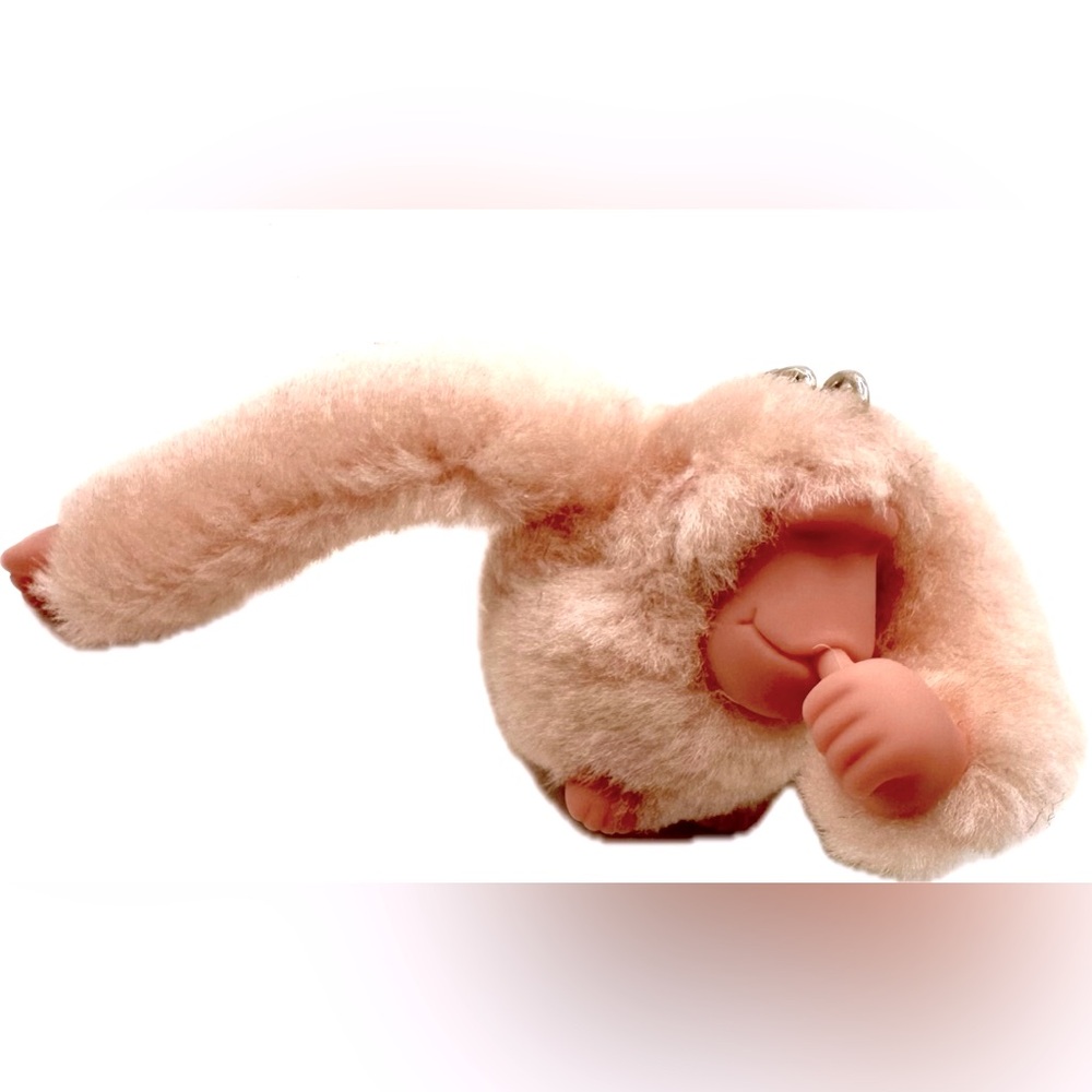 Kipling Thumbsucking Light Pink Shine Monkey Ape Keychain, NWT
